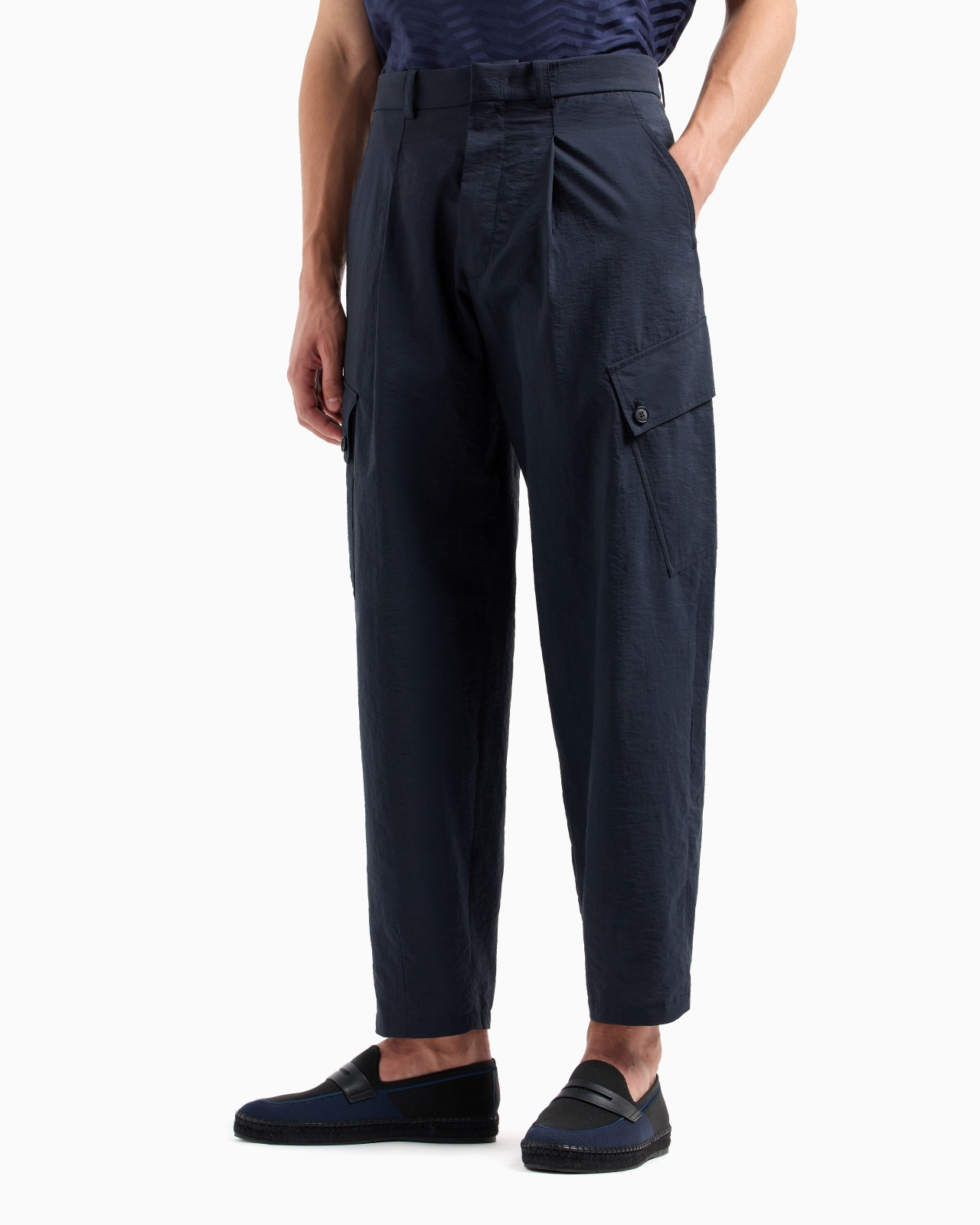 ONE-PLEAT CARGO TROUSERS IN COTTON CANVAS - 4