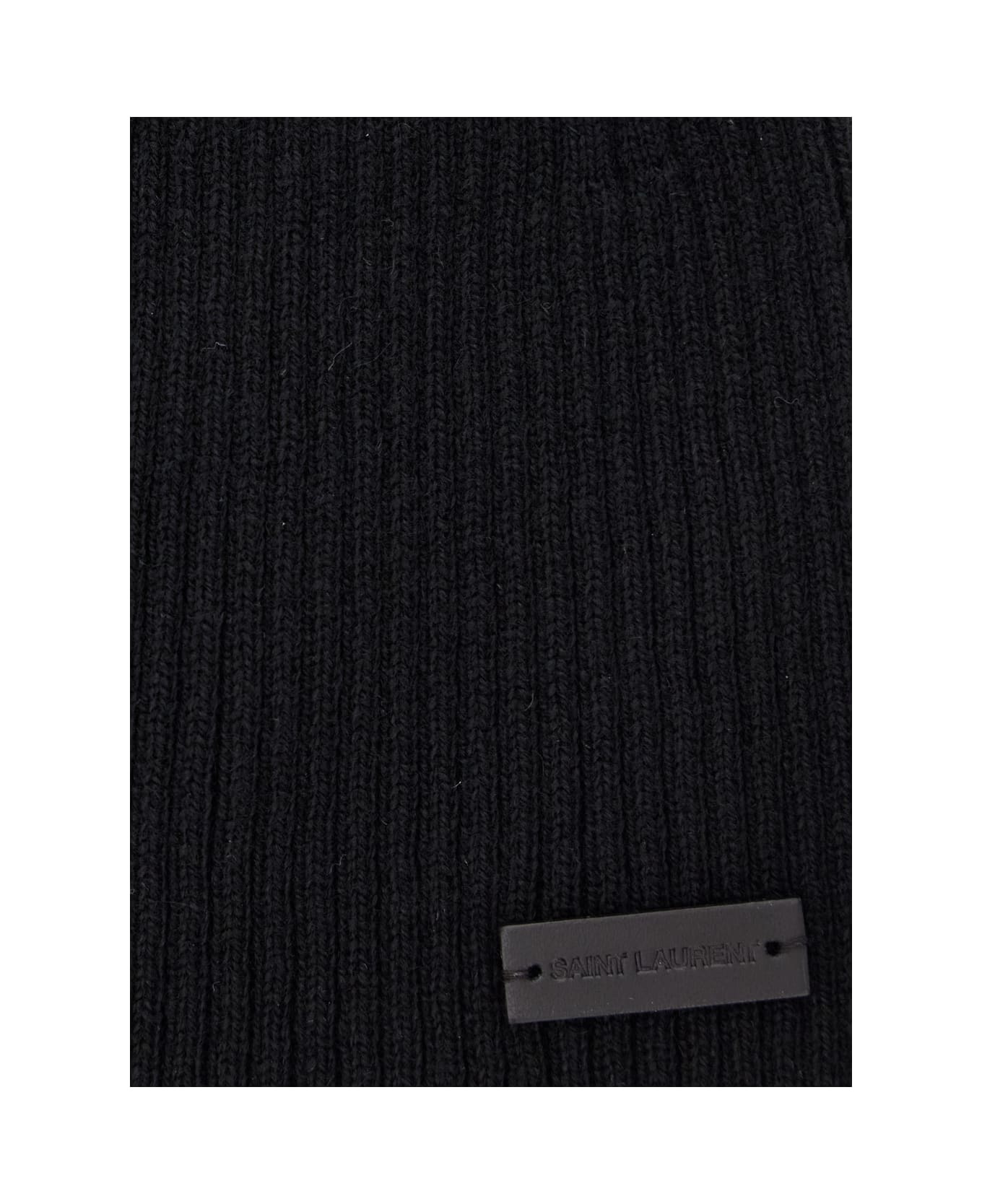 Black Beanie With Logo Patch In Cashmere Man - 3