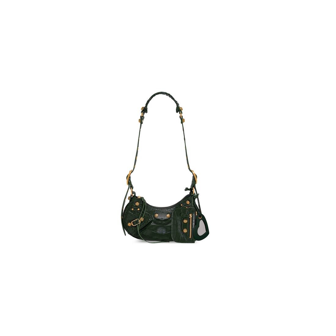 Women's Le Cagole Xs Shoulder Bag Crocodile Embossed in Green - 1