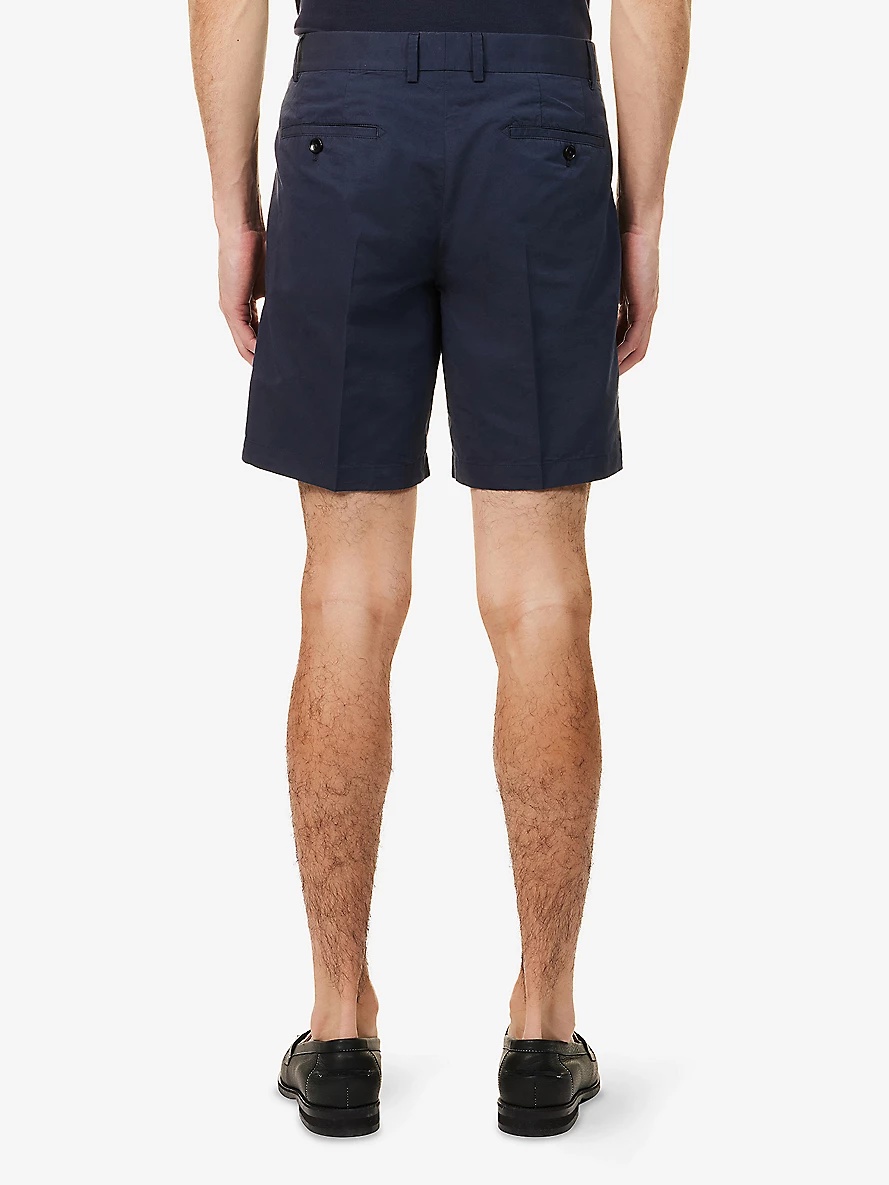 Regular-Fit Pleated Cotton-Blend Shorts - 4