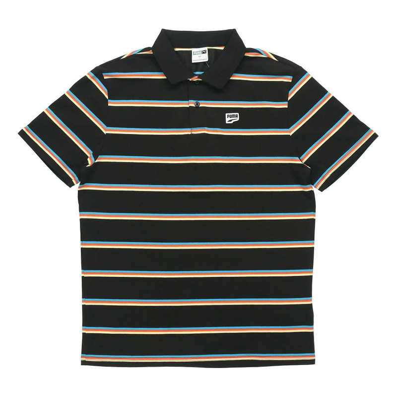PUMA Downtown Stripe Polo Tee Shirt 'Black' 599781-01 - 1