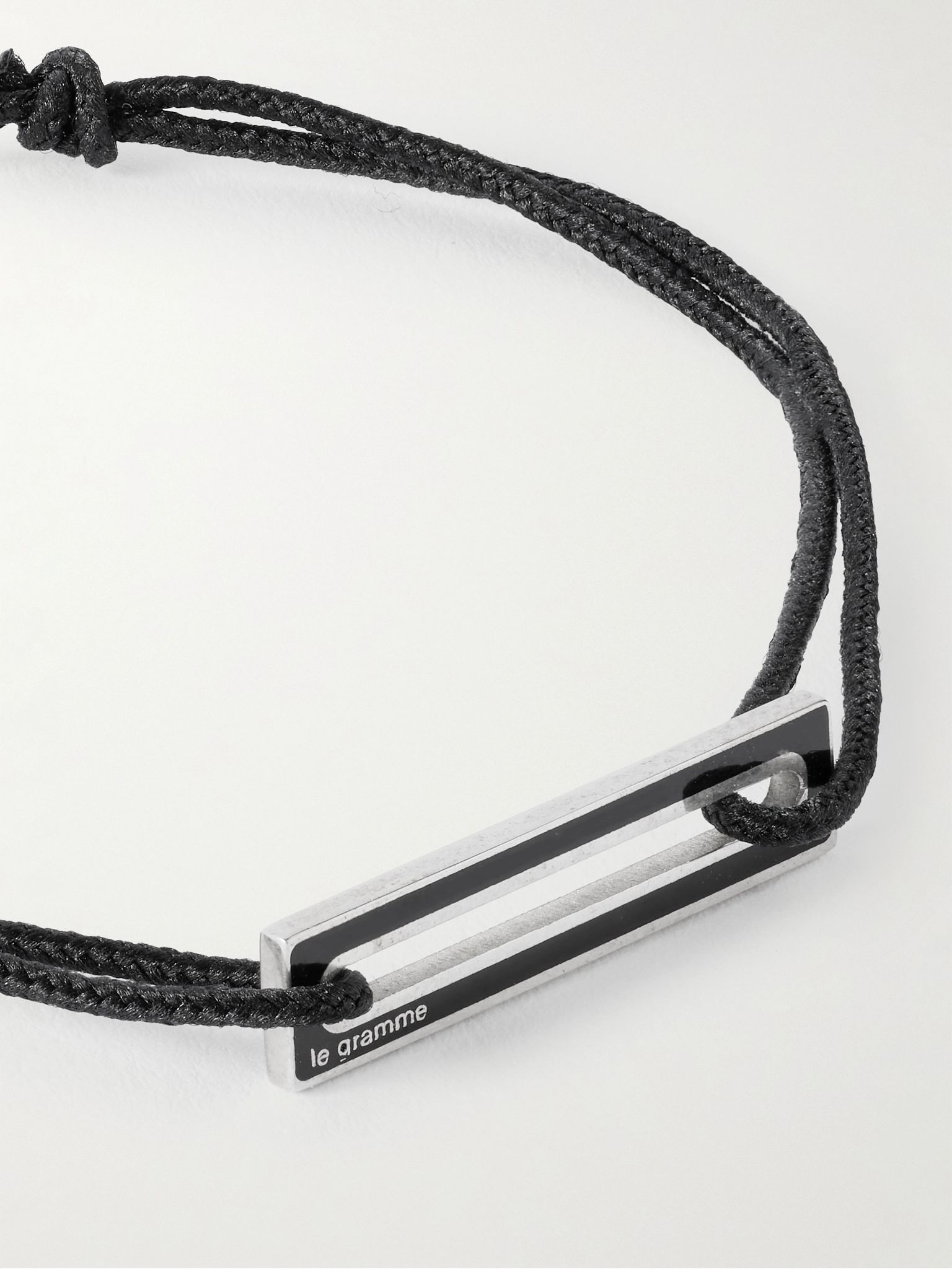 Le 1.7g Sterling Silver, Enamel and Cord Bracelet Black - 5