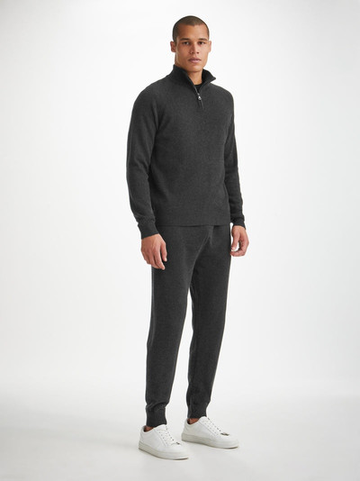Derek Rose Men's Half-Zip Sweater Finley Cashmere Charcoal outlook