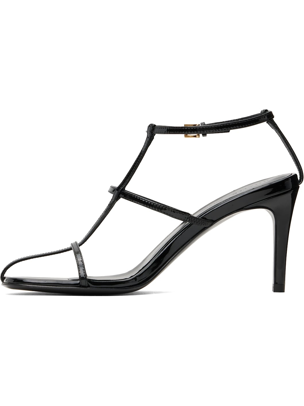 Black Cage Heeled Sandals - 3