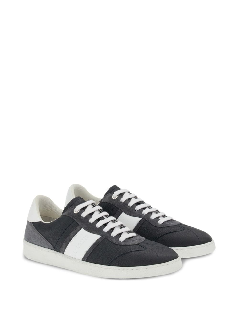 logo-embossed leather sneakers - 2