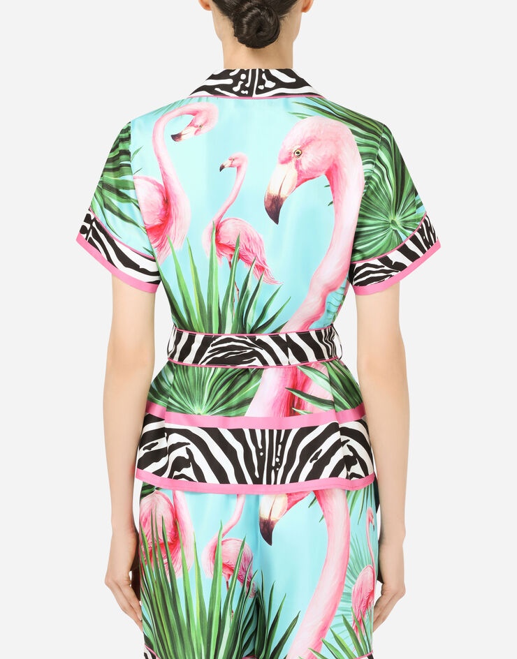 Flamingo-print twill shirt - 5