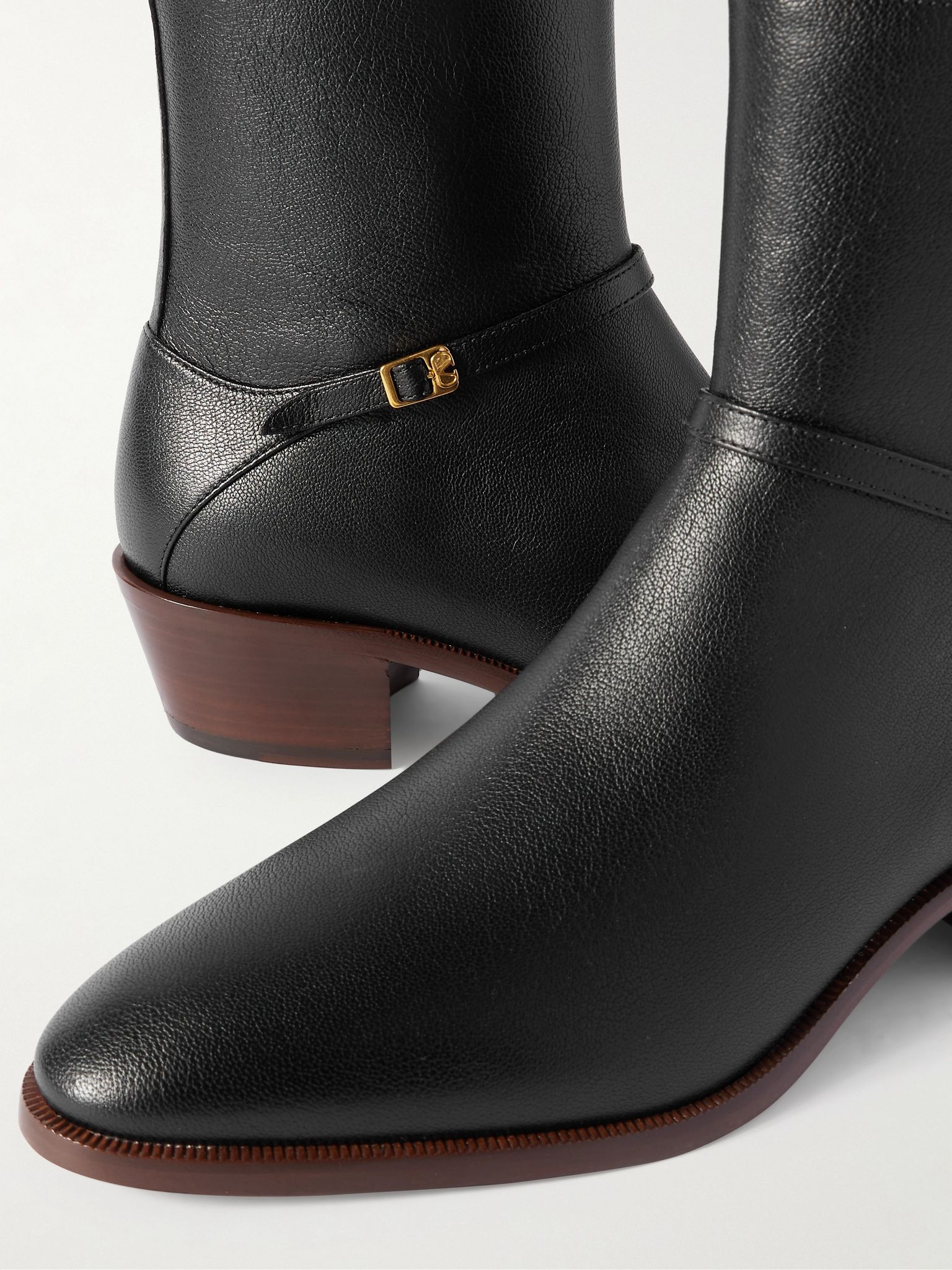VLogo Buckled Leather Ankle Boots Black - 5