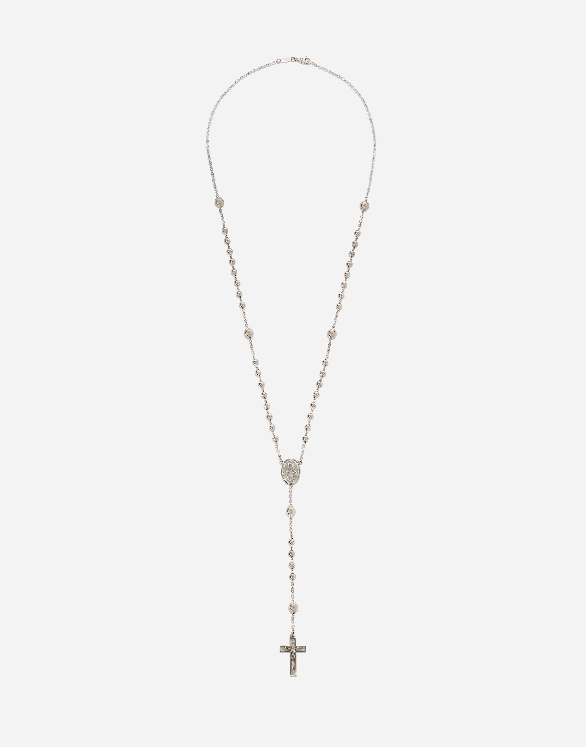 Tradition white gold rosary necklace - 1