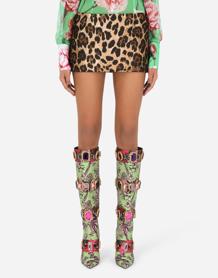 Leopard-design jacquard miniskirt - 1