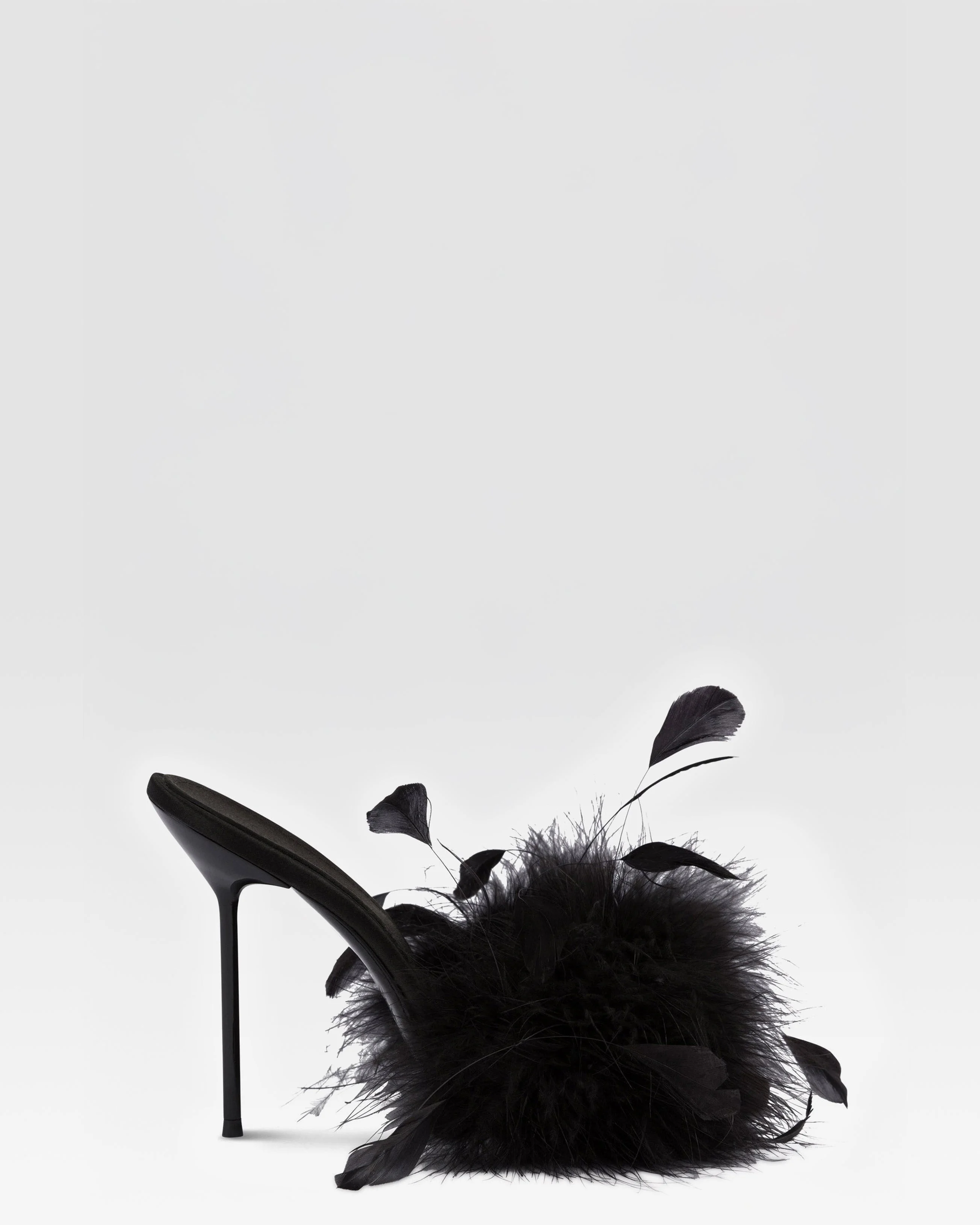 Satin mule with decorative feathers - 1