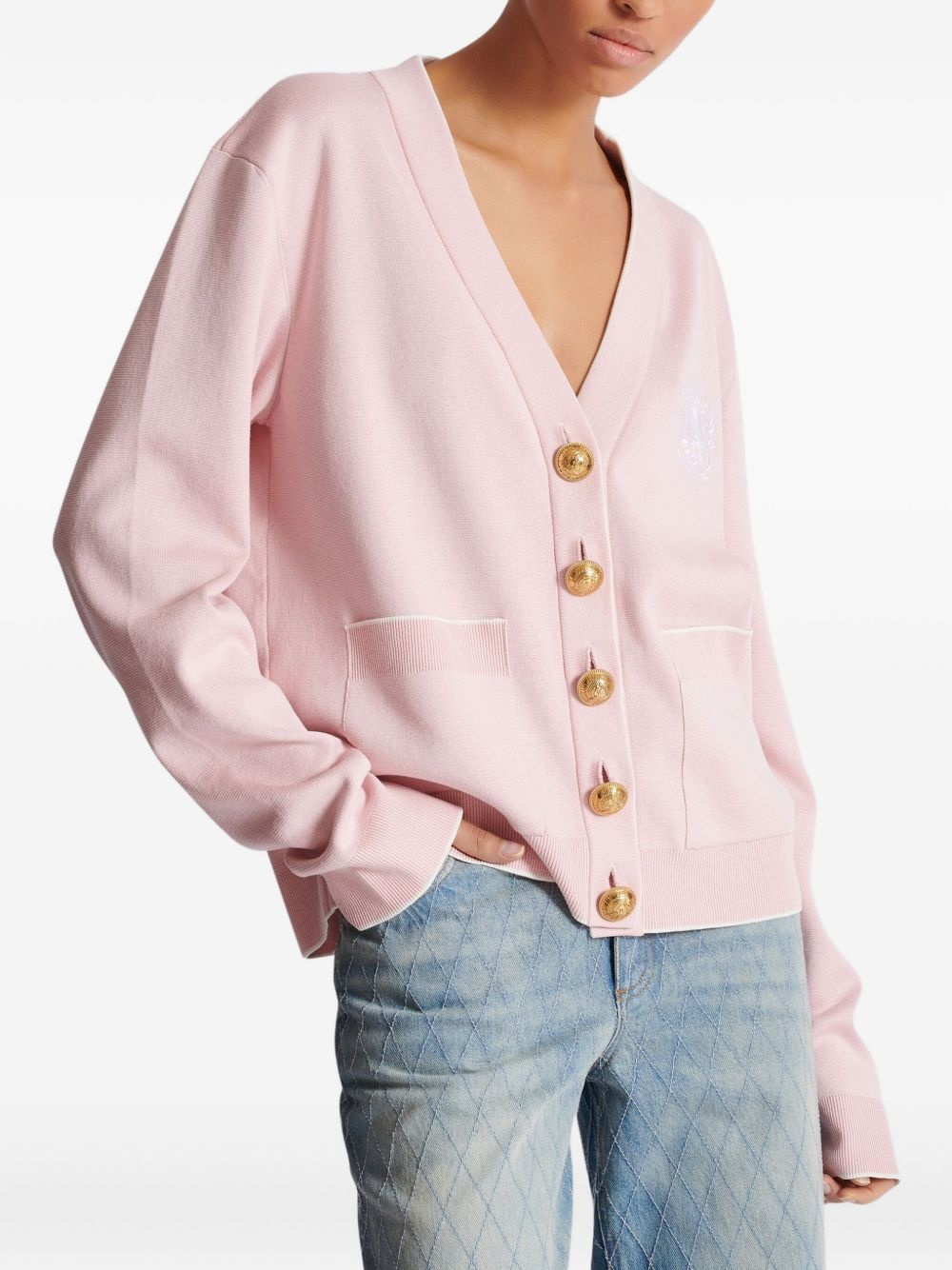 Emblème-embroidered cardigan - 5