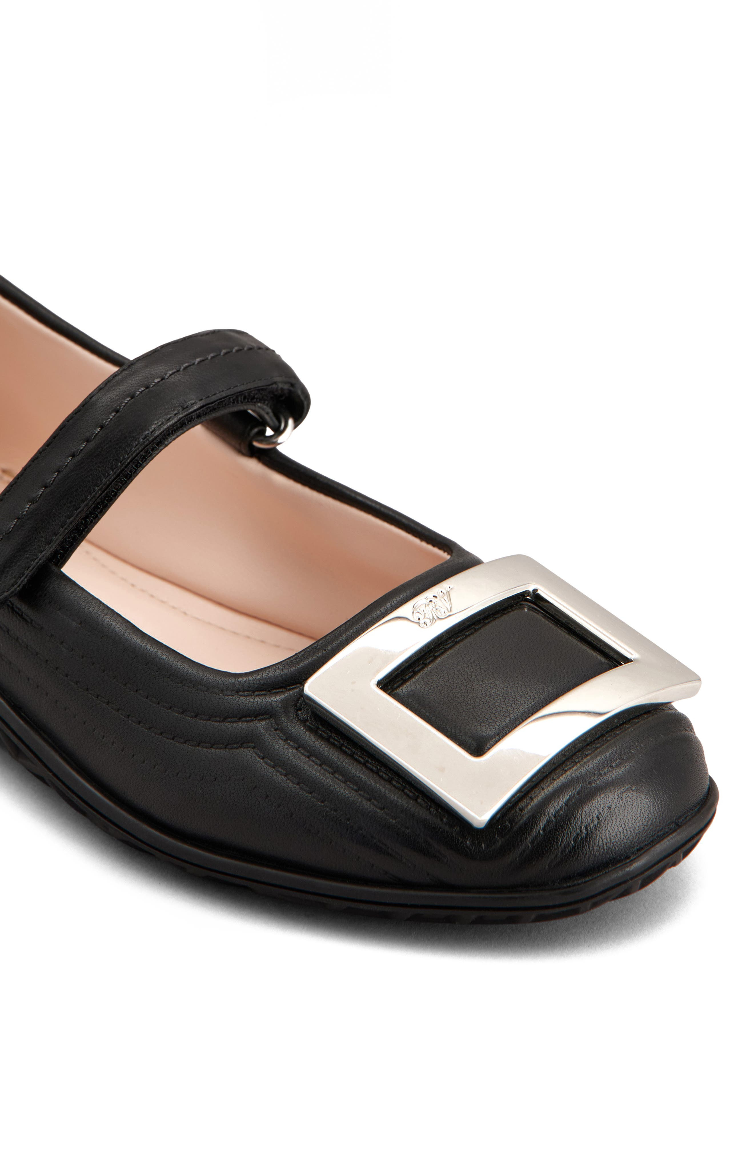 Roger Vivier Viv Low Quilted Mary Jane Ballet Flat in Nero at Nordstrom - 5