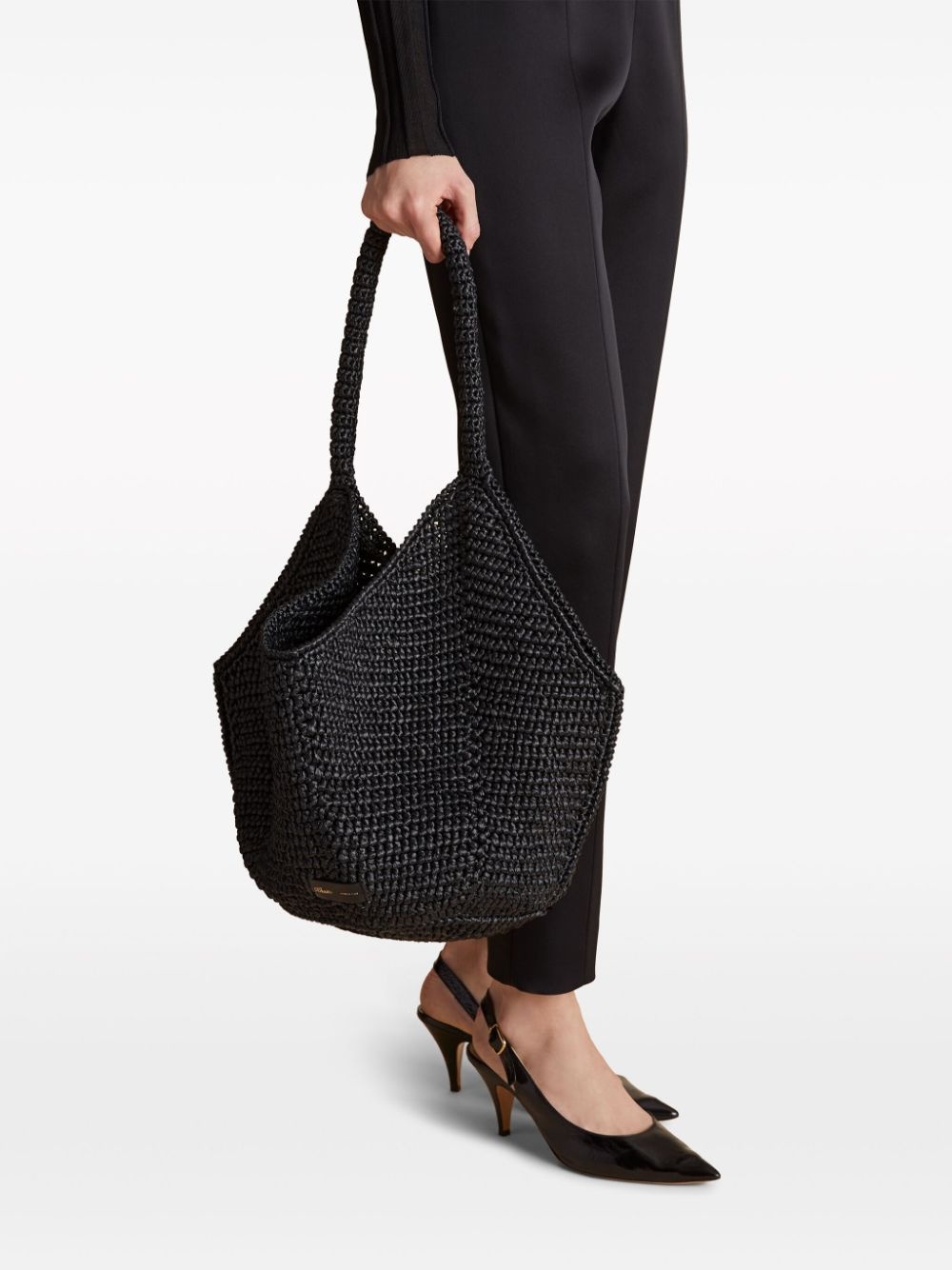 medium Lotus raffia tote bag - 2