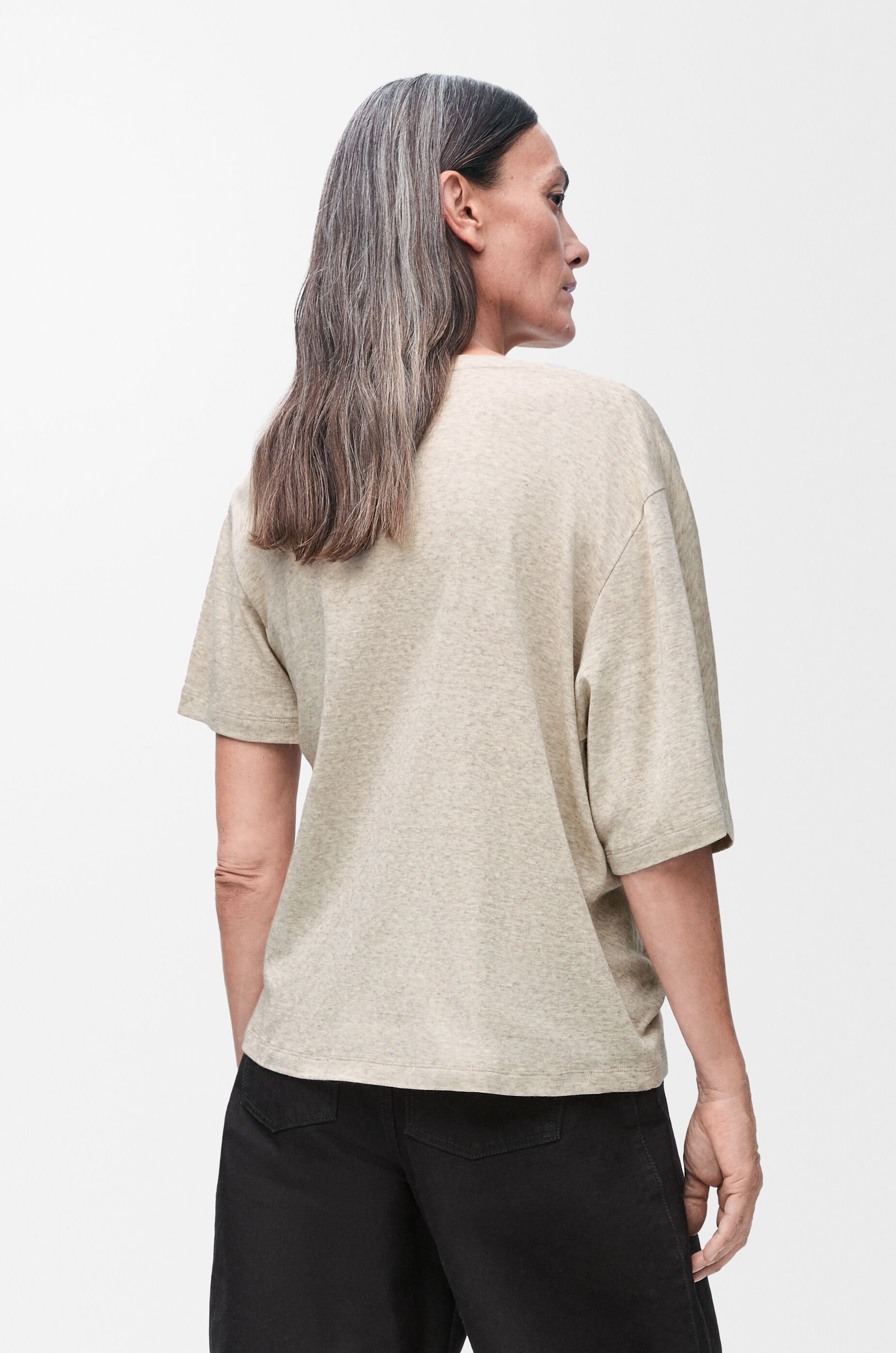 Draped T-shirt in cotton and wool - 4