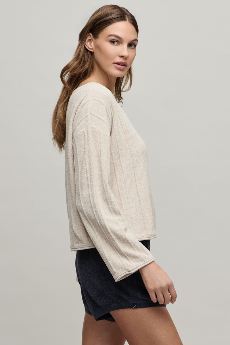 Barefoot Dreams CozyChic Ultra Lite® Rope Stitch Boatneck Pullover outlook