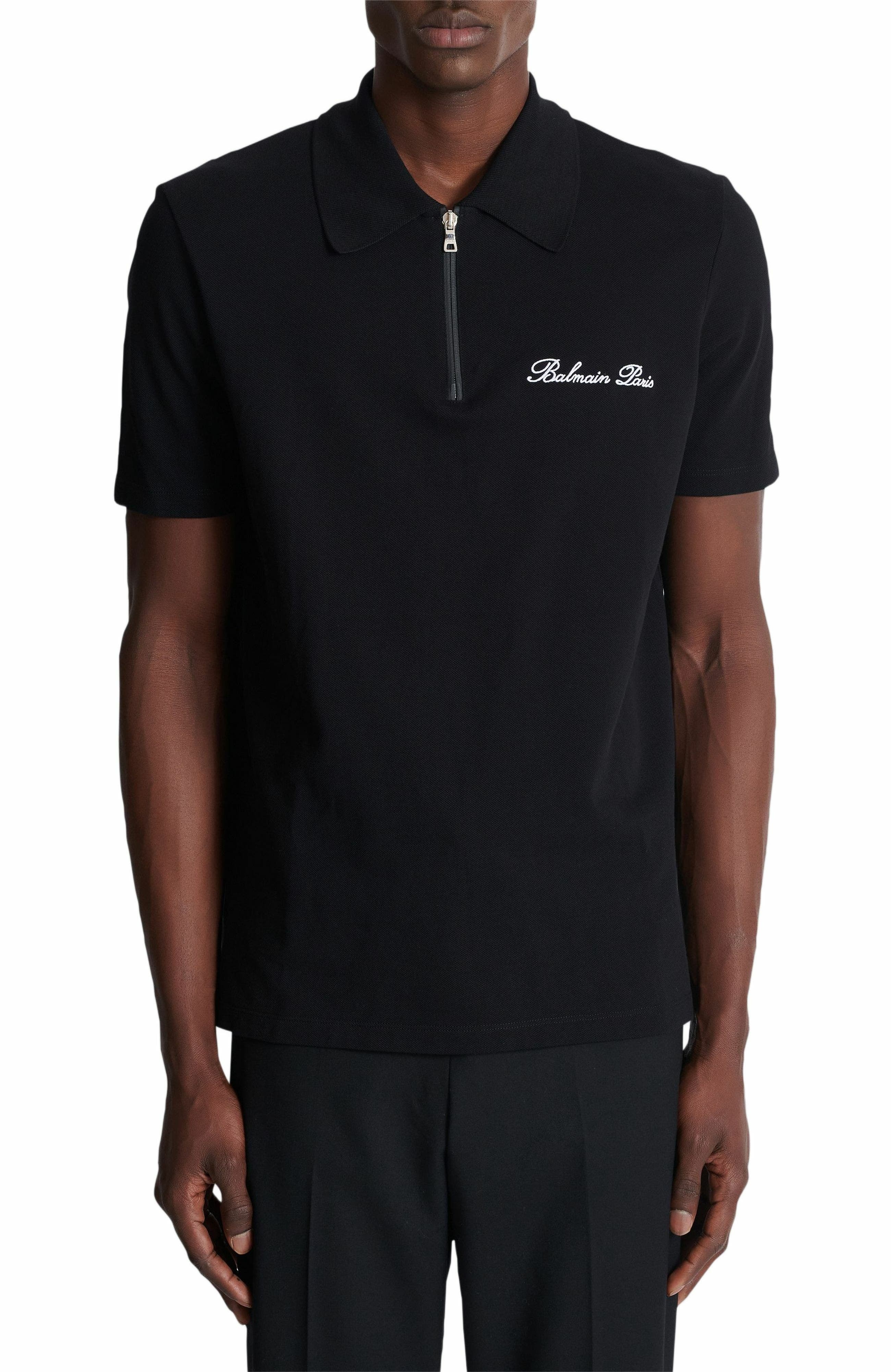 Balmain Short-sleeved polo shirt with embroidery in Black at Nordstrom - 7