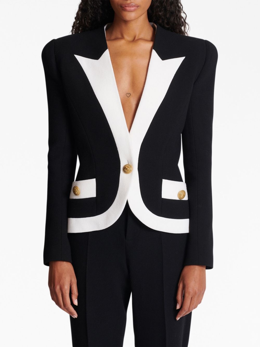 two-tone crepe blazer - 5