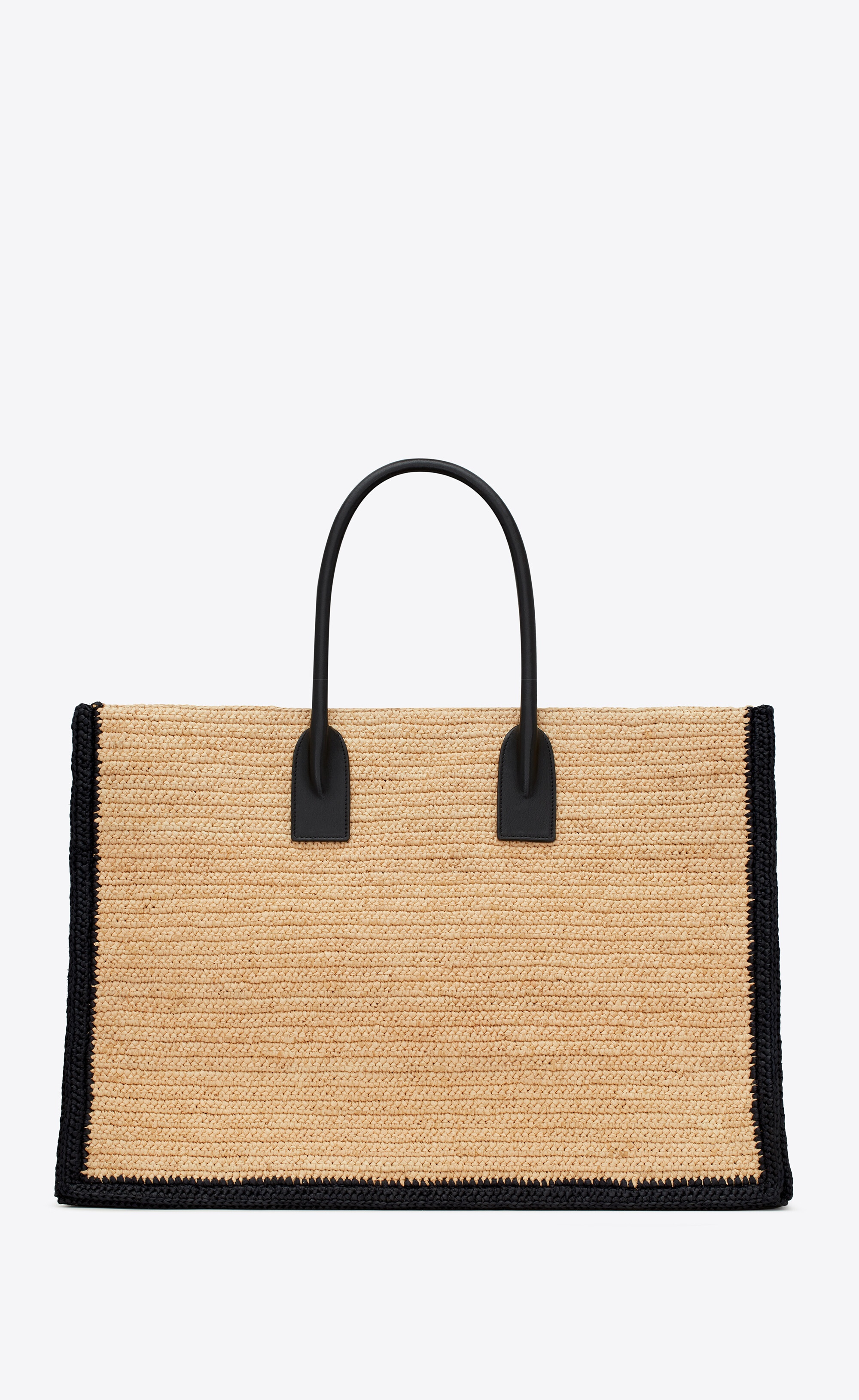 rive gauche tote bag in raffia and leather - 2