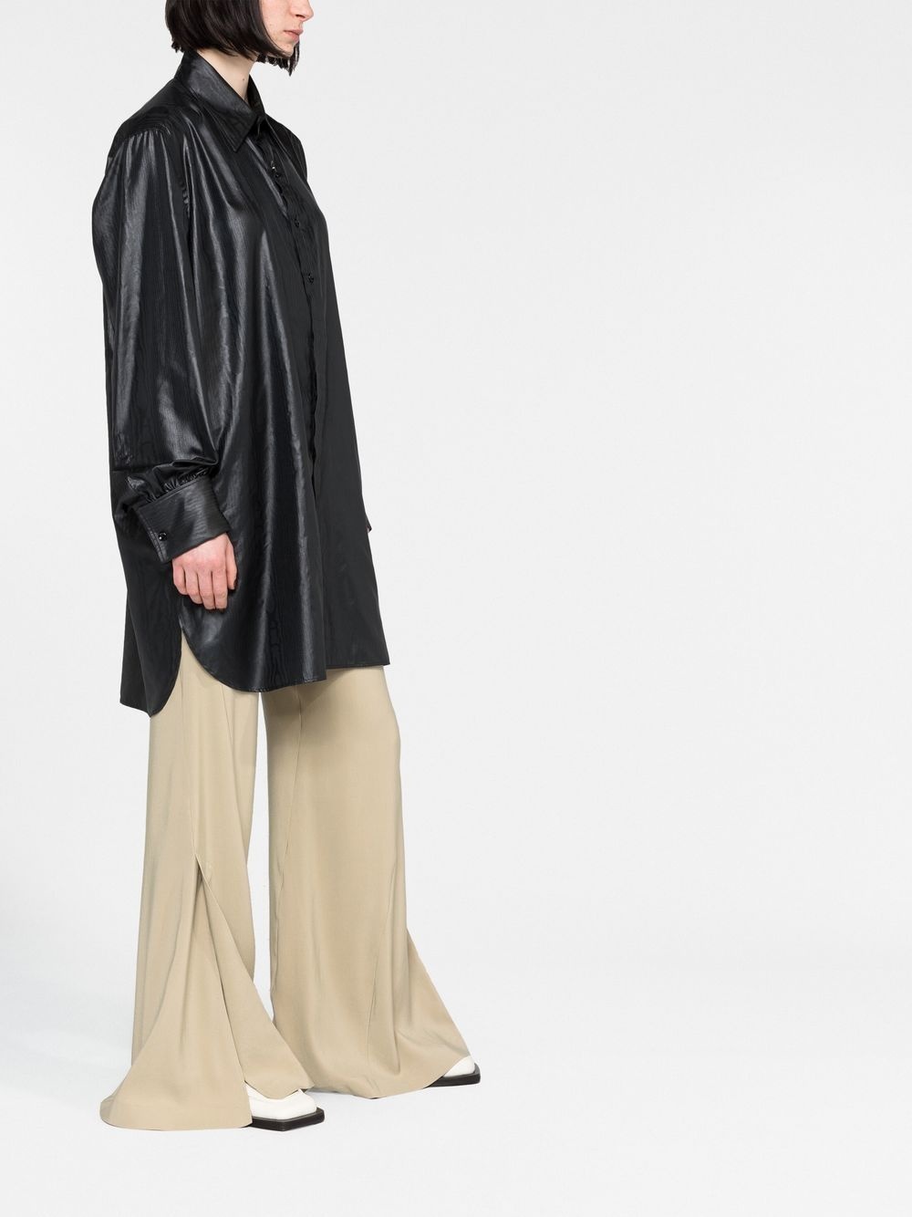 longline faux-leather shirt - 6