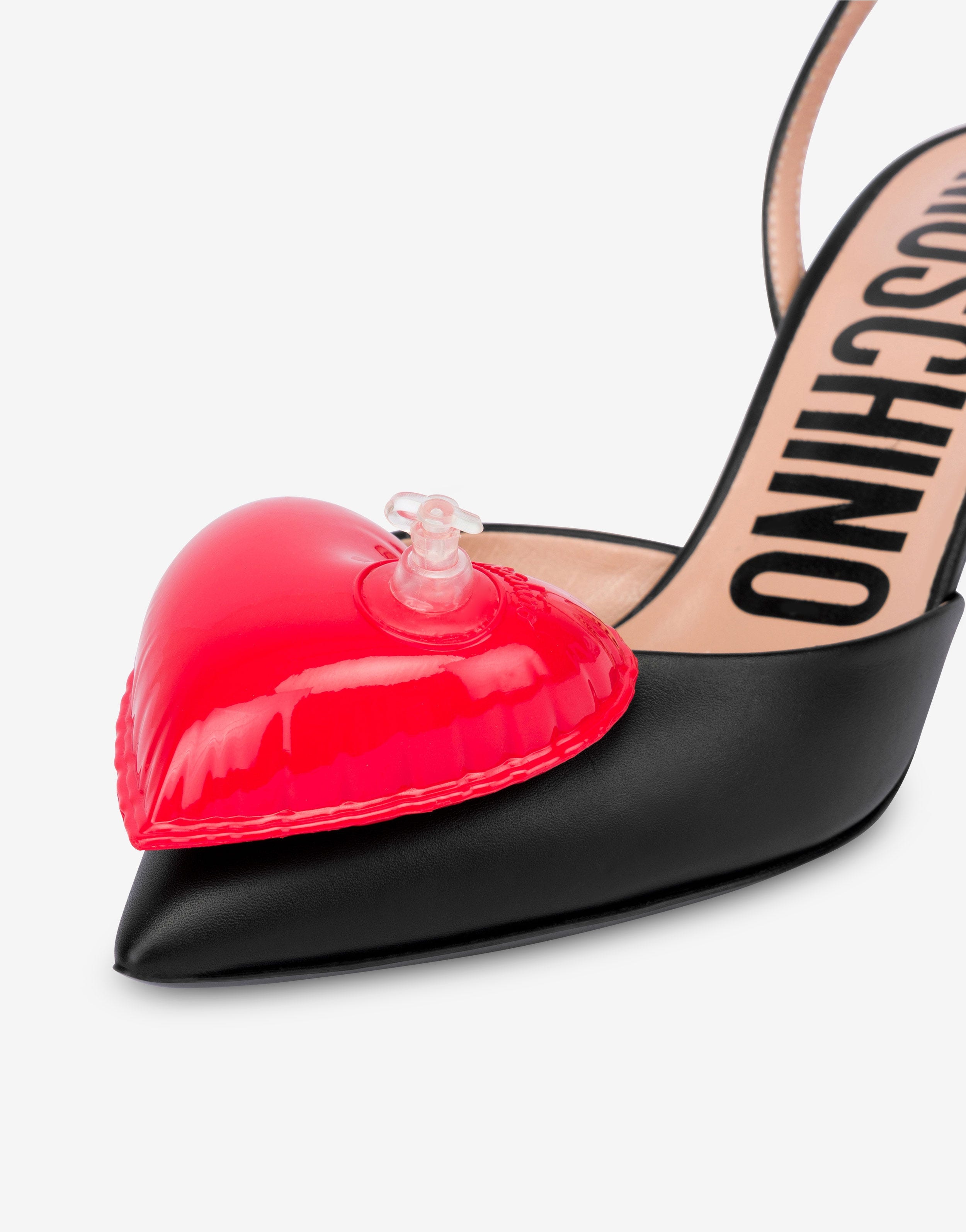INFLATABLE HEART CALFSKIN SLINGBACKS - 4