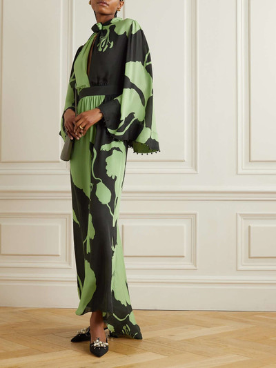 Johanna Ortiz + NET SUSTAIN embellished twist-front floral-print silk maxi dress outlook