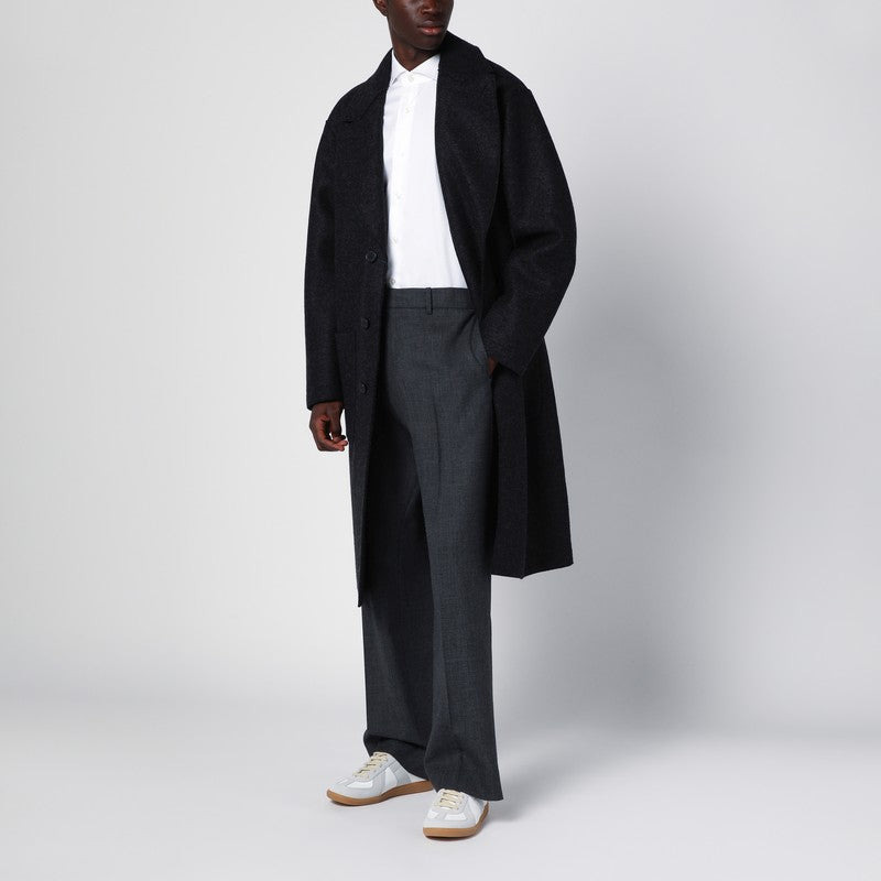 ANTHRACITE GREY SINGLE-BREASTED WOOL COAT - 2