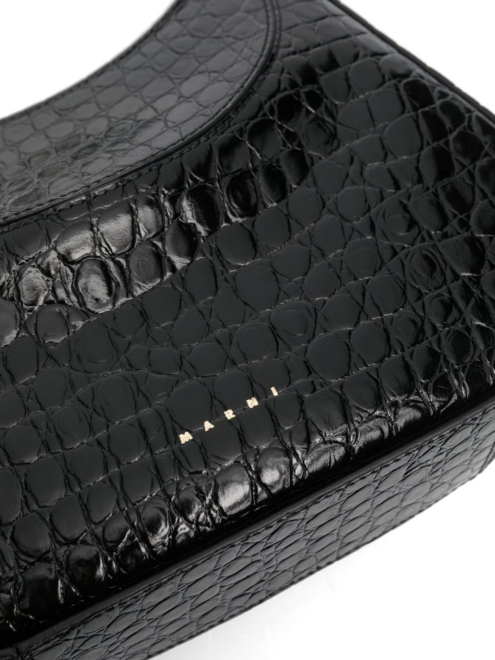 crocodile-embossed leather shoulder bag - 5