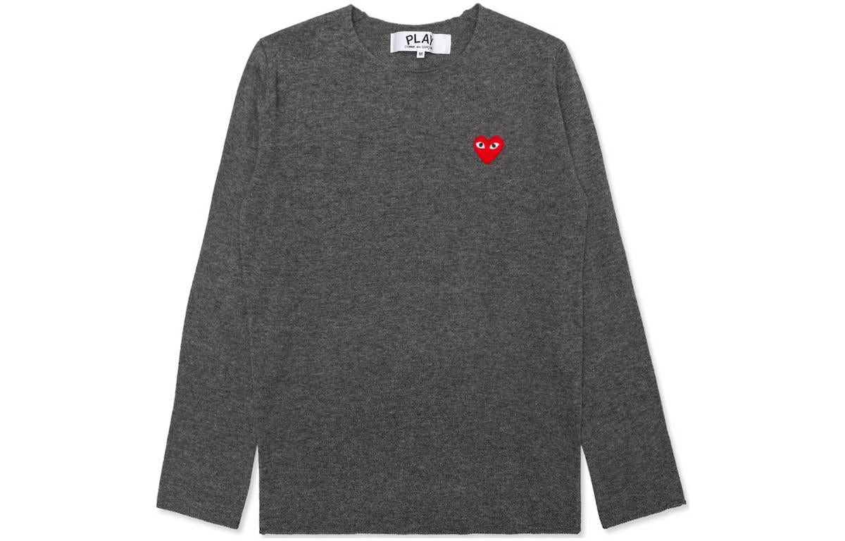 COMME des GARCONS PLAY L/S Basic T-Shirt Red Emblem 'Grey' AZ-N068-051-3 - 2