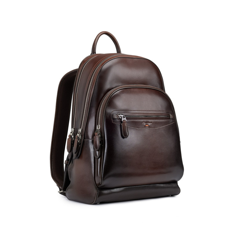 Dark brown leather backpack 1