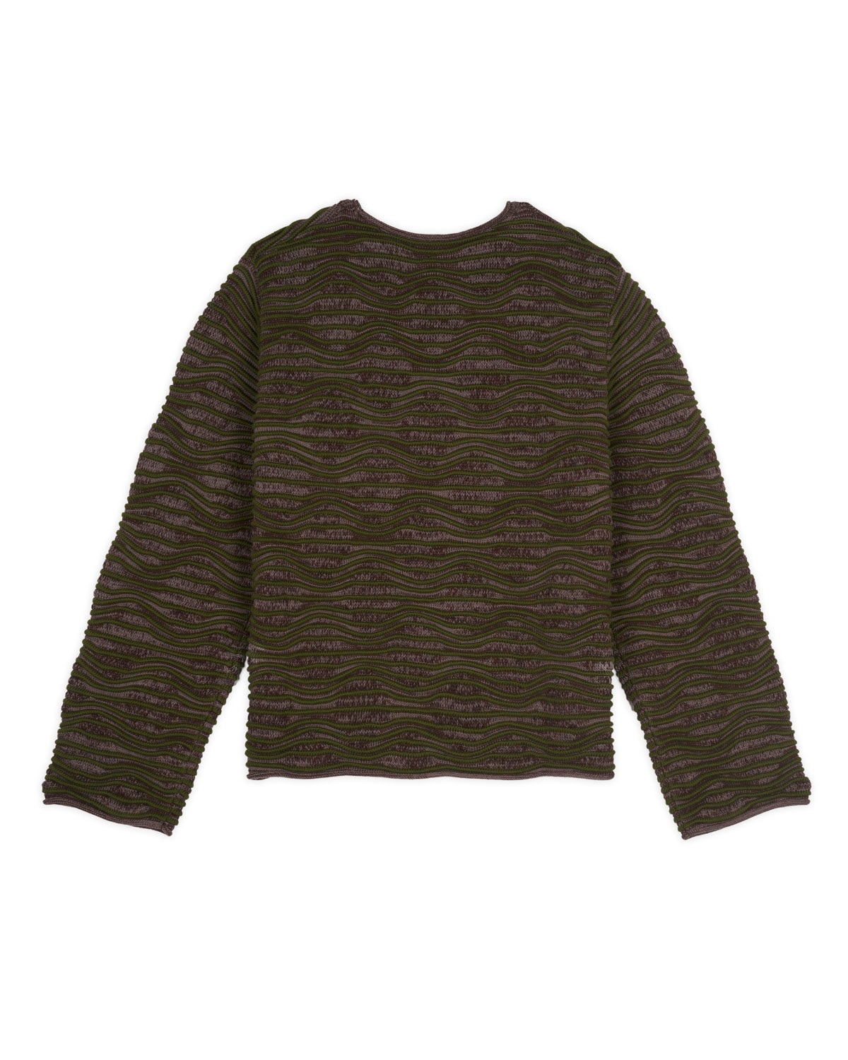 3D Wave Cropped Sweater - Forest Green - 2