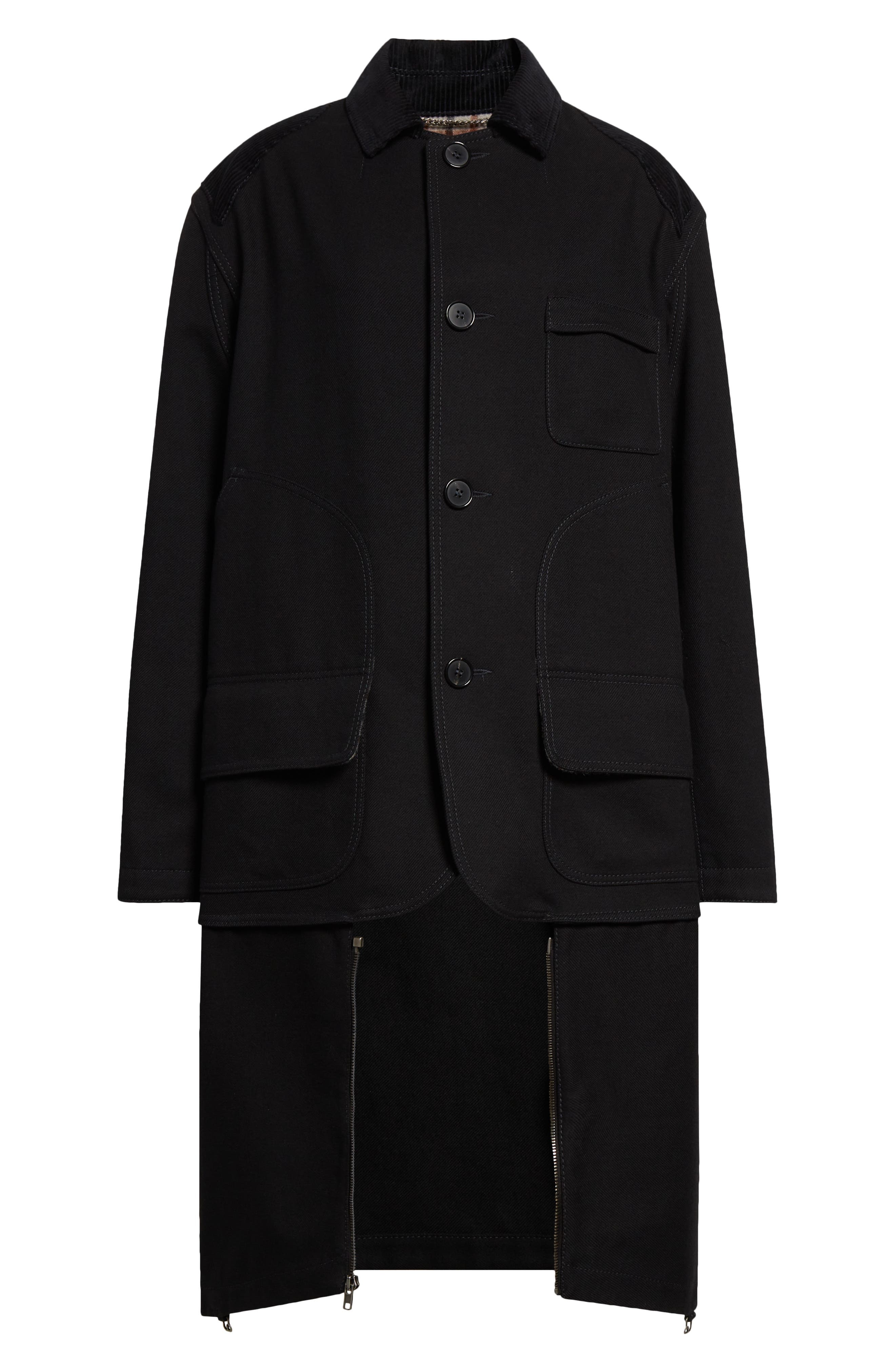 Maison Margiela Heavy Cotton & Wool Reversible Double Coat in Black at Nordstrom - 8