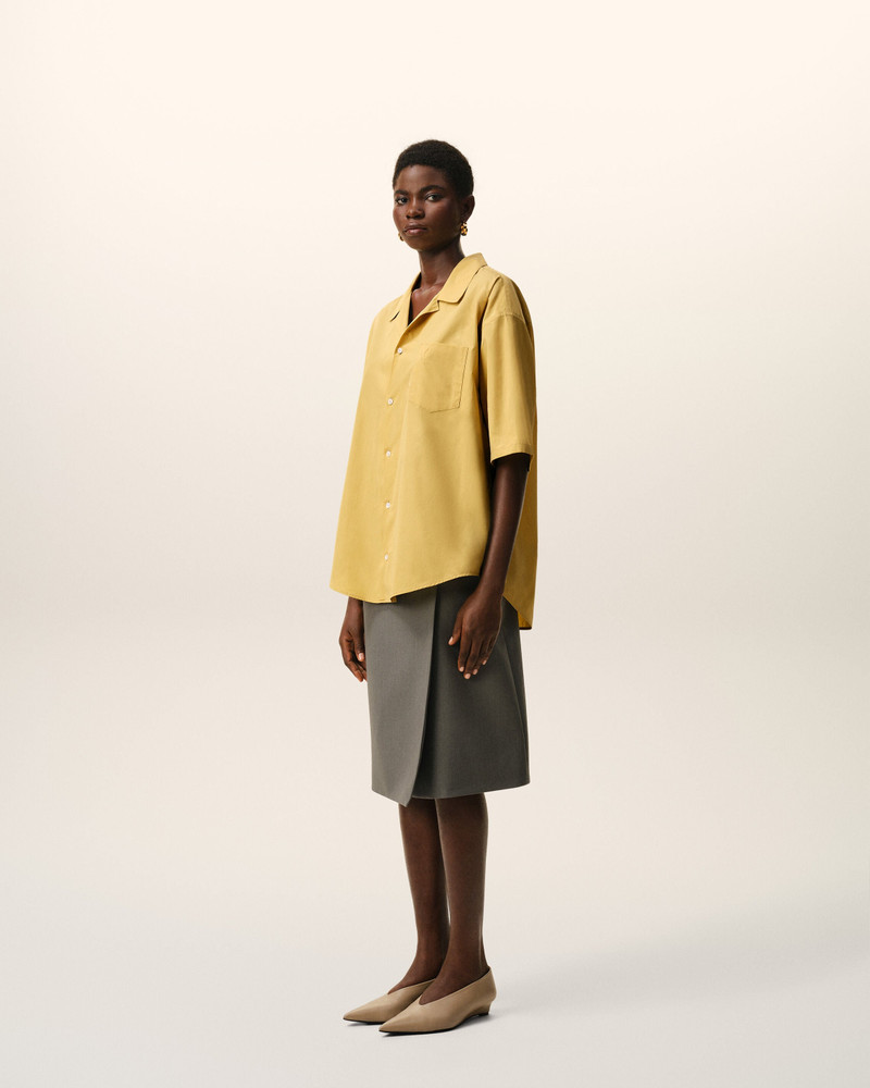 YELLOW COTTON SHORT SLEEVE CAMP COLLAR BOXY SHIRT 6