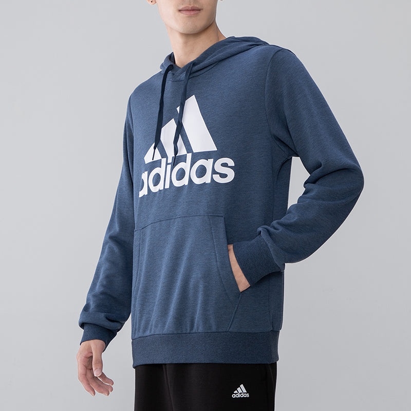 Men's adidas Bl Ft Hd Logo Printing Sports Knit Pullover Navy Blue GM6965 - 5