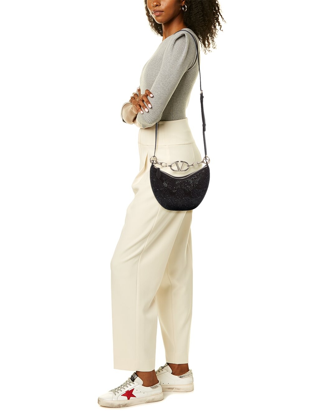 Valentino VLogo Mini Satin Hobo Bag - 4