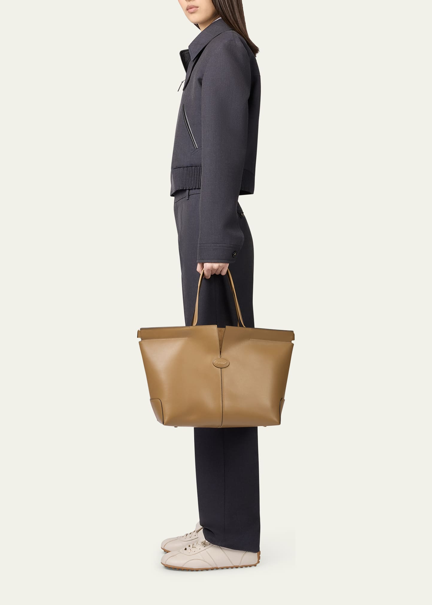 Smooth Leather Shopper Tote Bag - 6