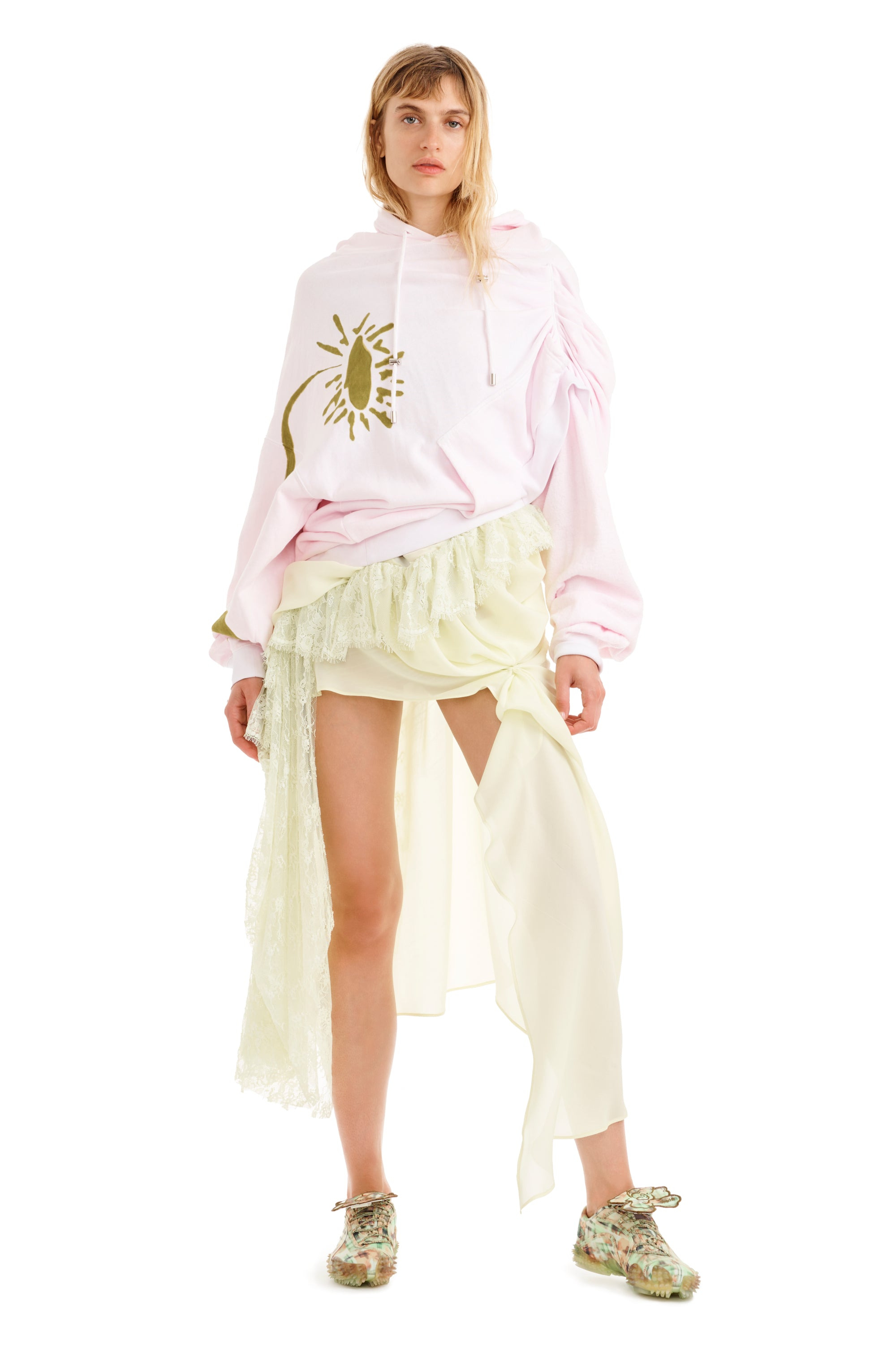 PINK DAISY EVA DRAPED HOODIE - 9