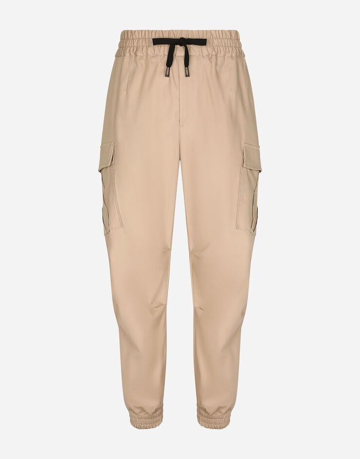 Cotton cargo pants with branded tag - 1