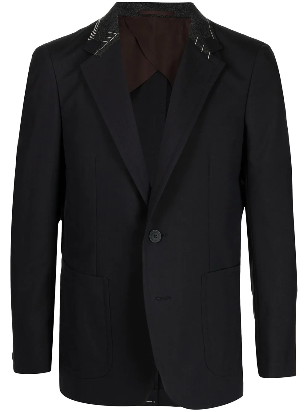 decorative stitching wool blazer - 1