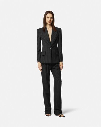 VERSACE JEANS COUTURE Pinstripe Baroque Buckle Blazer outlook