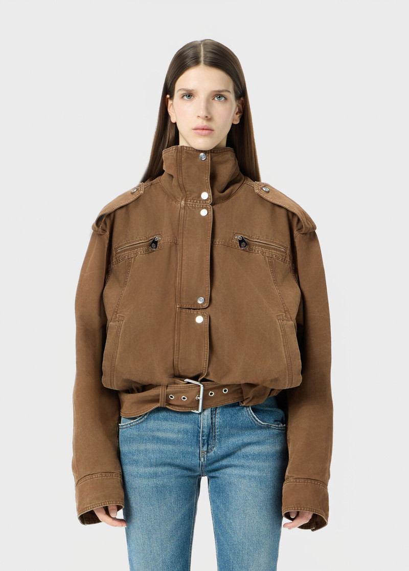 Blumarine CANVAS BIKER JACKET WITH BELT outlook