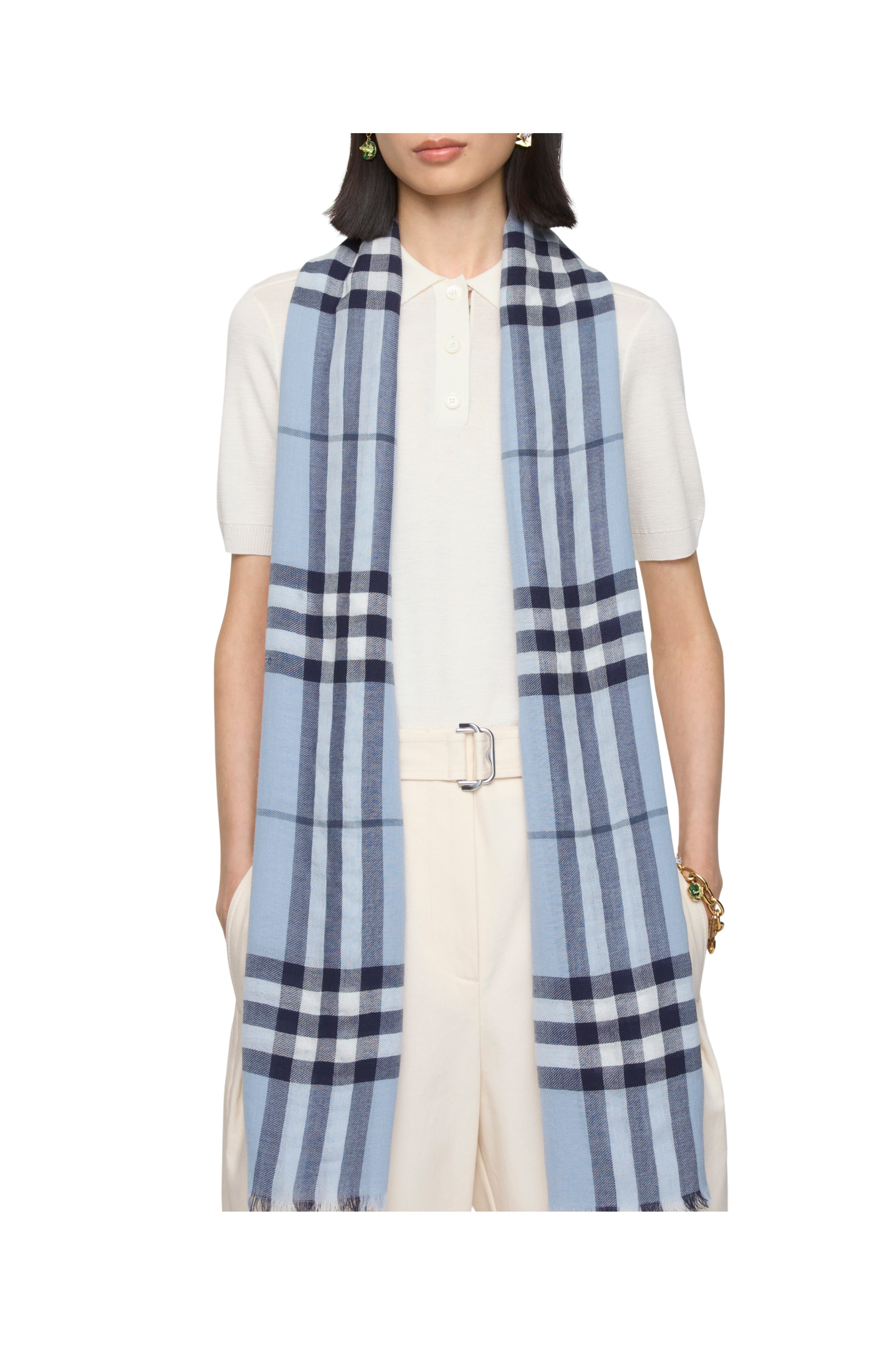 burberry Wide Check Wool Scarf in Bank Blue at Nordstrom - 2