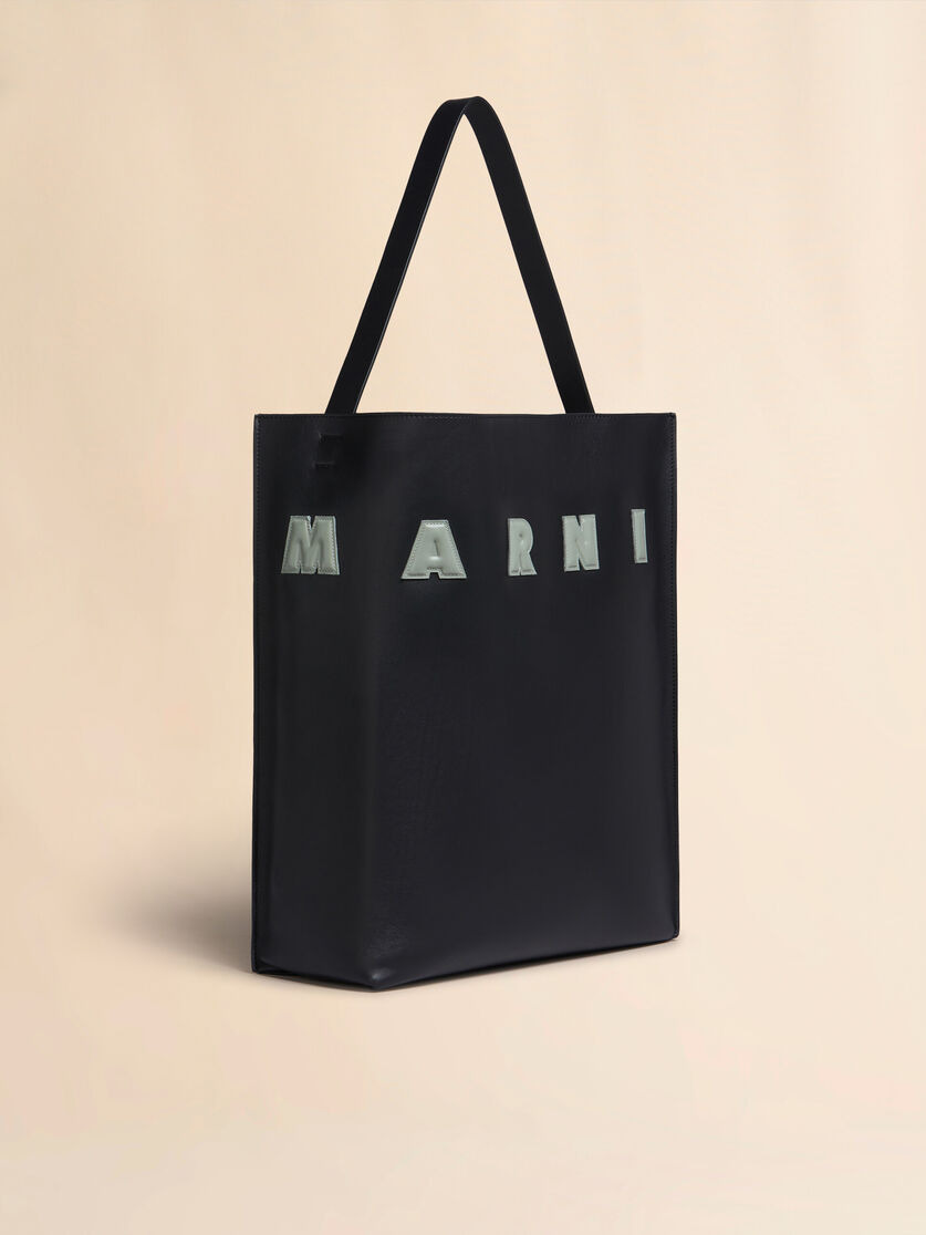 BLACK AND WHITE LEATHER MUSEO HOBO BAG WITH PATCHES - 5