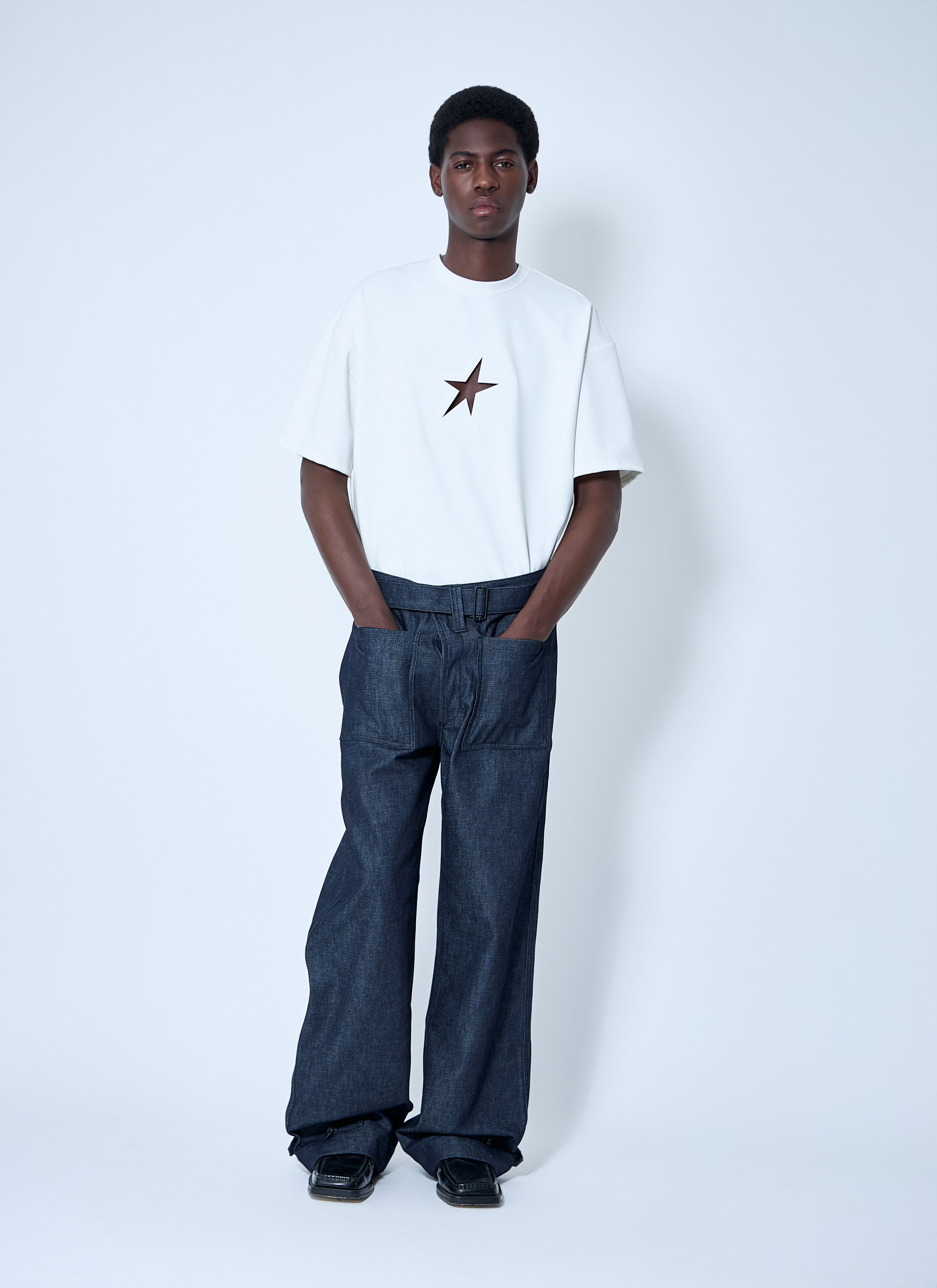 Mugler Men Belted Denim Jeans - 2