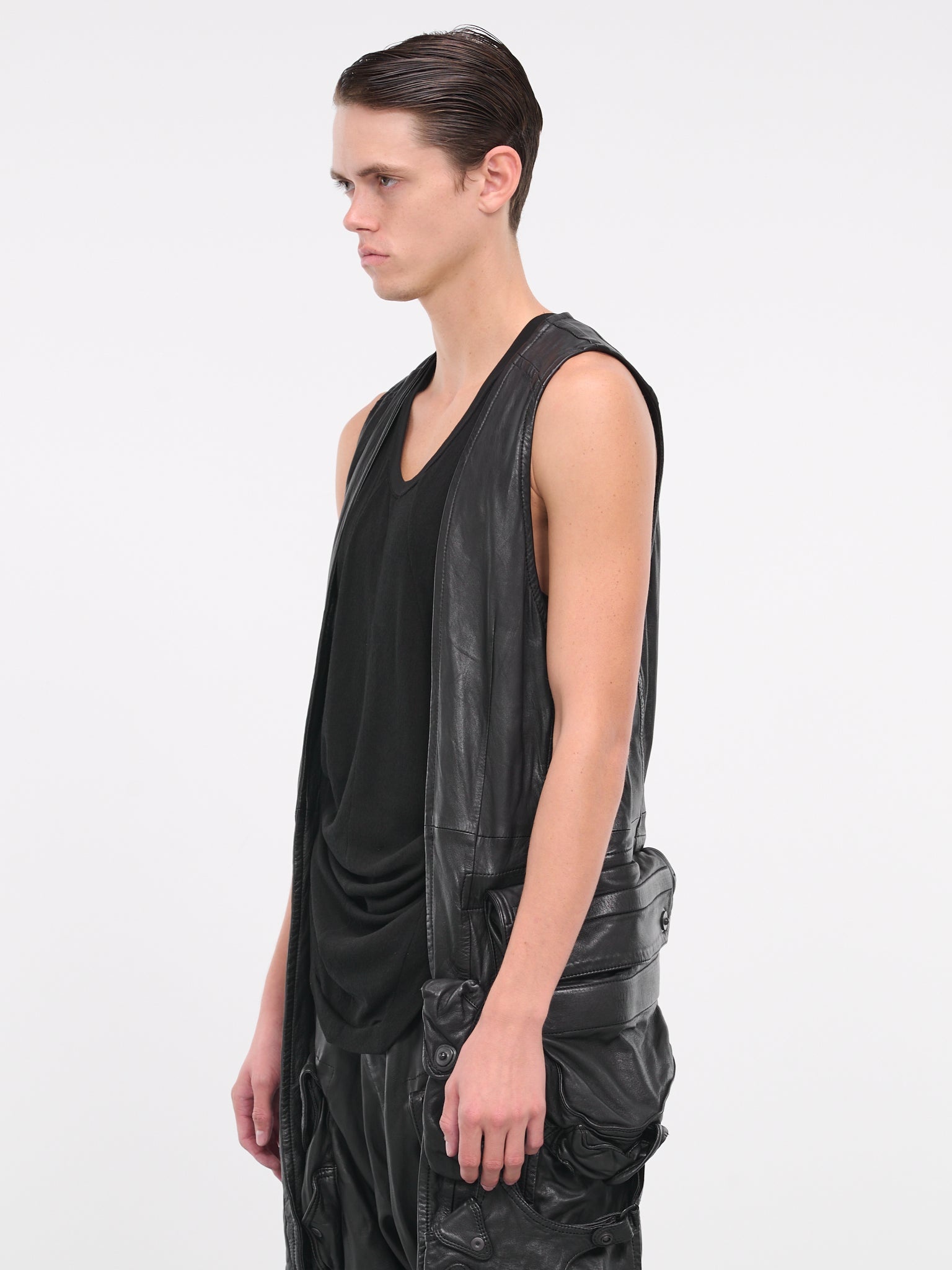 00s japanese label leather jilet vest ジレ JIL SANDER SS 2000 PERFORATED LEATHER VEST – THE 543
