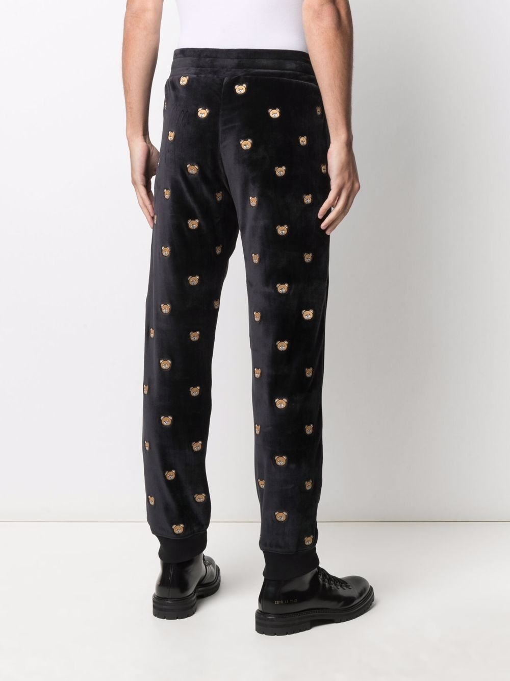 Teddy-embroidered velour track pants - 4