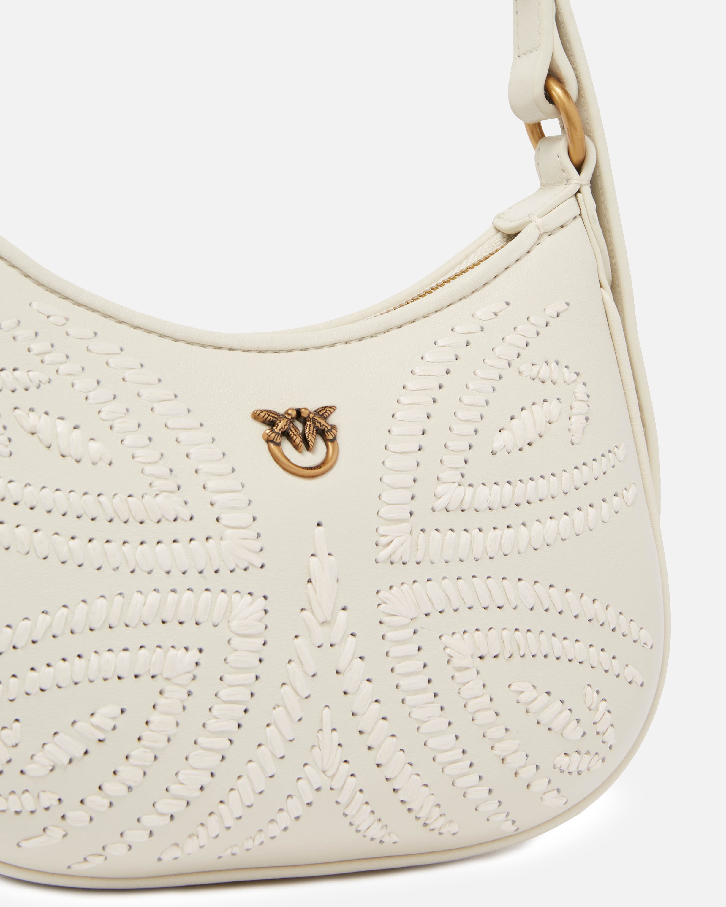 BABY HALF MOON SHOULDER BAG WITH RAFFIA EMBROIDERY - 3