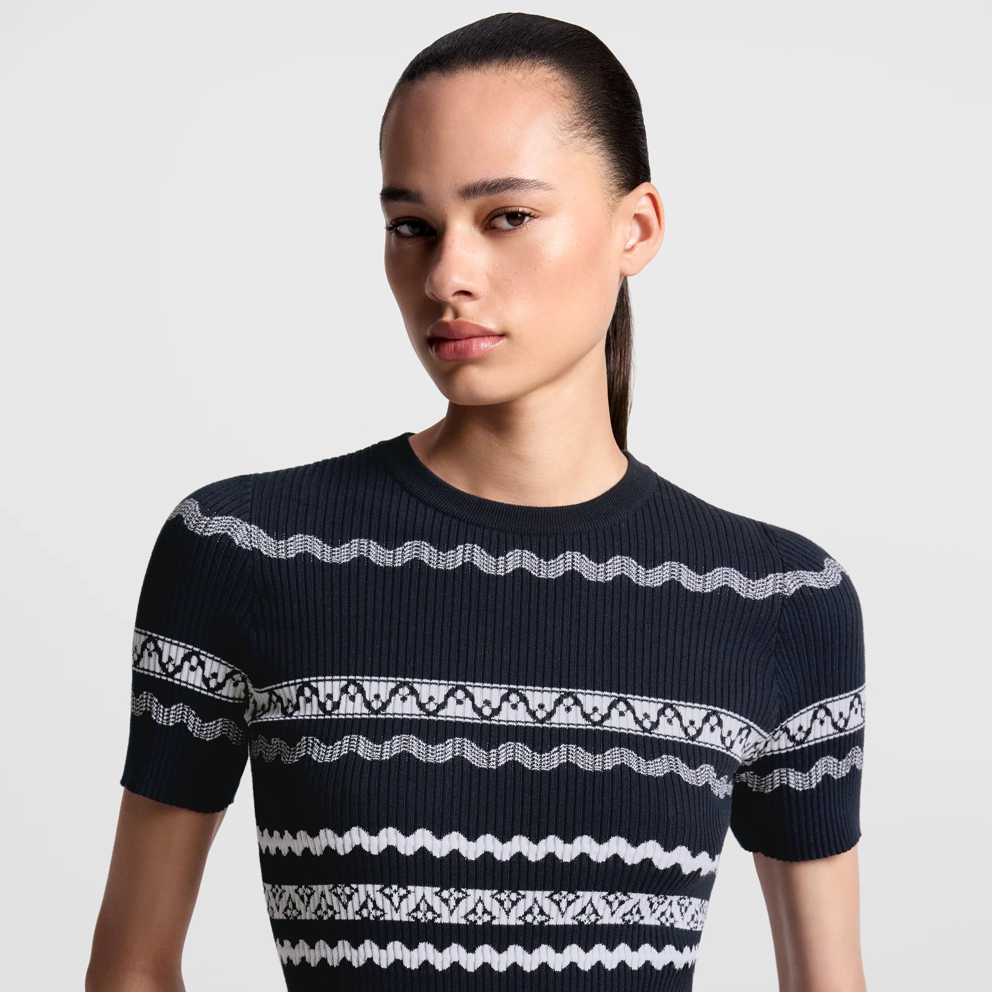Scallop Stripe Knit Top - 2