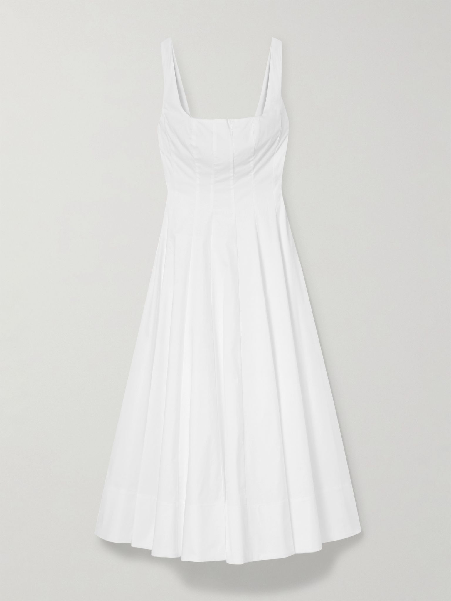 Wells pleated cotton-blend poplin midi dress White - 1