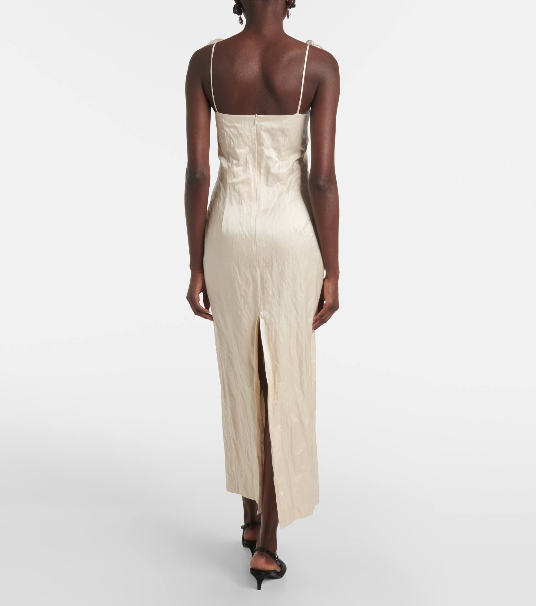 Floral-appliqué cotton-blend bustier dress - 3