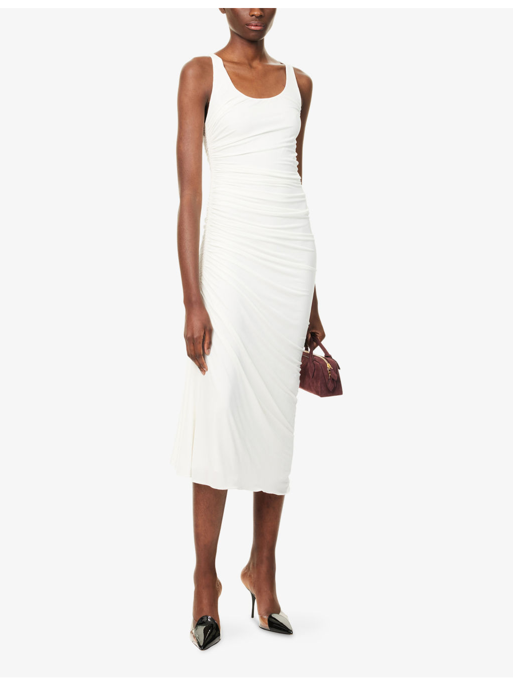 Gathered Sleeveless Stretch-Woven Maxi Dress - 2